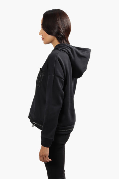 Super Triple Goose Solid Mesh Detail Hoodie - Black - Womens Hoodies & Sweatshirts - Fairweather
