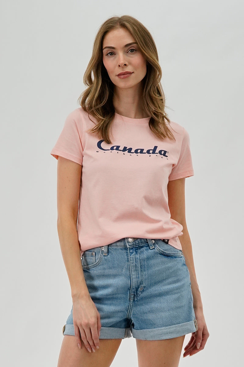 Canada Weather Gear Chest Logo Print Tee - Pink - Womens Tees & Tank Tops - Fairweather