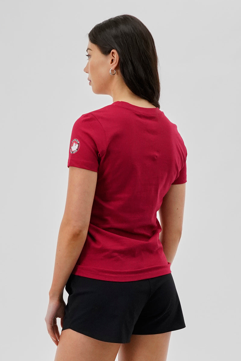 Canada Weather Gear Chest Logo Print Tee - Red - Womens Tees & Tank Tops - Fairweather