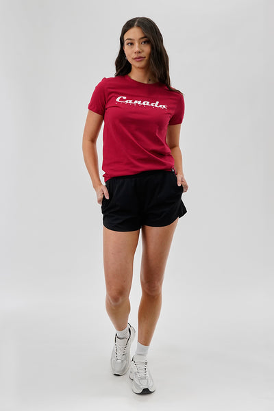 Canada Weather Gear Chest Logo Print Tee - Red - Womens Tees & Tank Tops - Fairweather