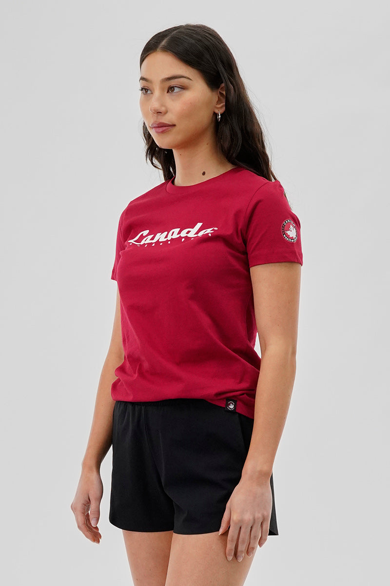 Canada Weather Gear Chest Logo Print Tee - Red - Womens Tees & Tank Tops - Fairweather