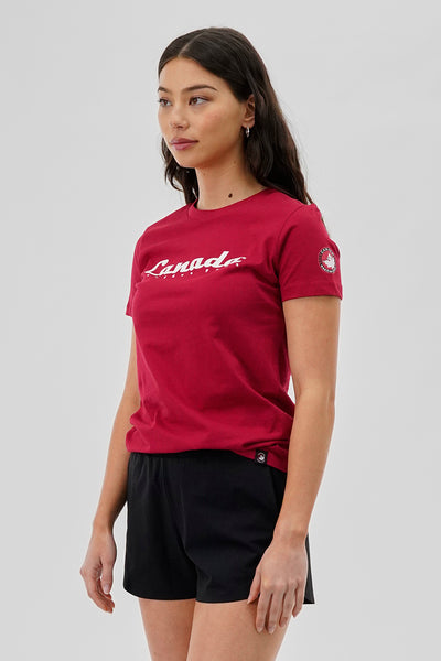 Canada Weather Gear Chest Logo Print Tee - Red - Womens Tees & Tank Tops - Fairweather