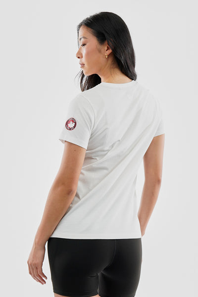 Canada Weather Gear Moose Print V-Neck Tee - White - Womens Tees & Tank Tops - Fairweather