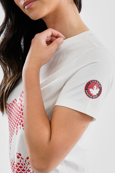 Canada Weather Gear Moose Print V-Neck Tee - White - Womens Tees & Tank Tops - Fairweather