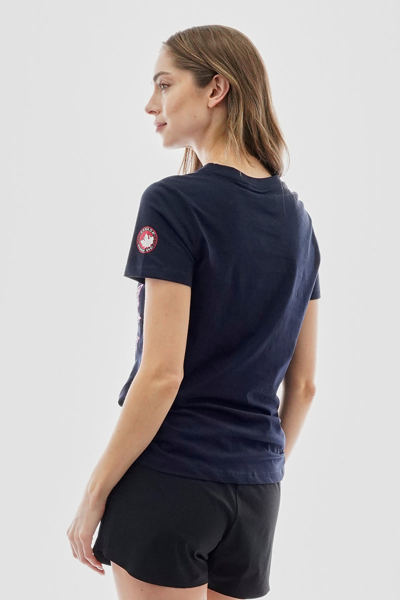 Canada Weather Gear Leaf Logo Print Tee - Navy - Womens Tees & Tank Tops - Fairweather