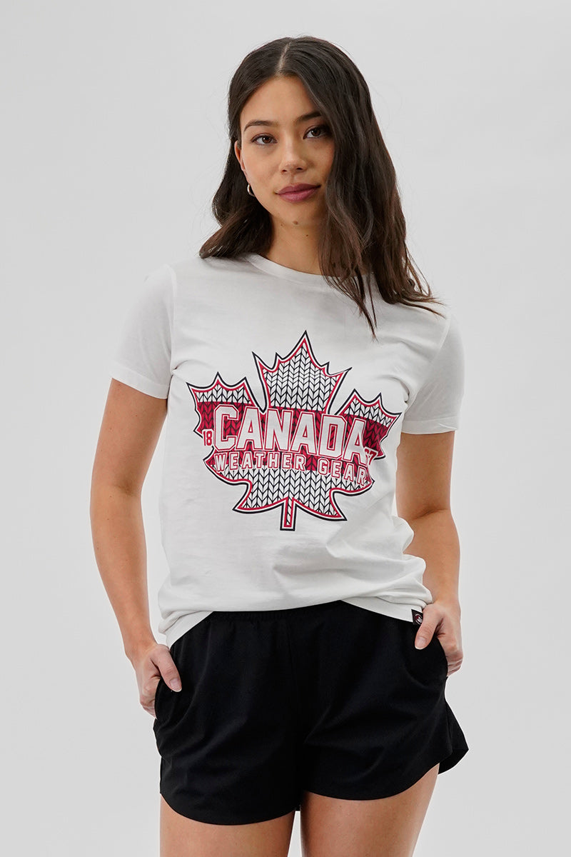 Canada Weather Gear Maple Leaf Print Tee - White - Womens Tees & Tank Tops - Fairweather