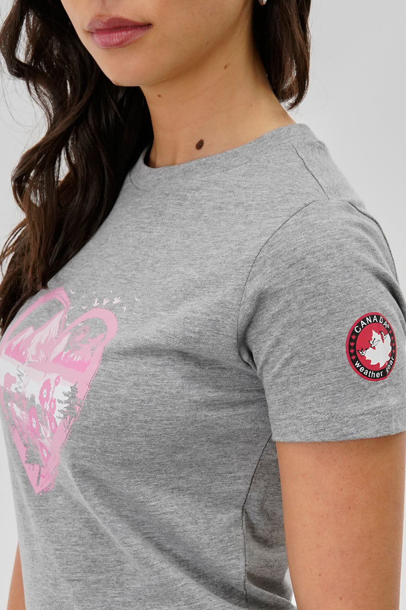 Canada Weather Gear Heart Mountain Print Tee - Grey - Womens Tees & Tank Tops - Fairweather