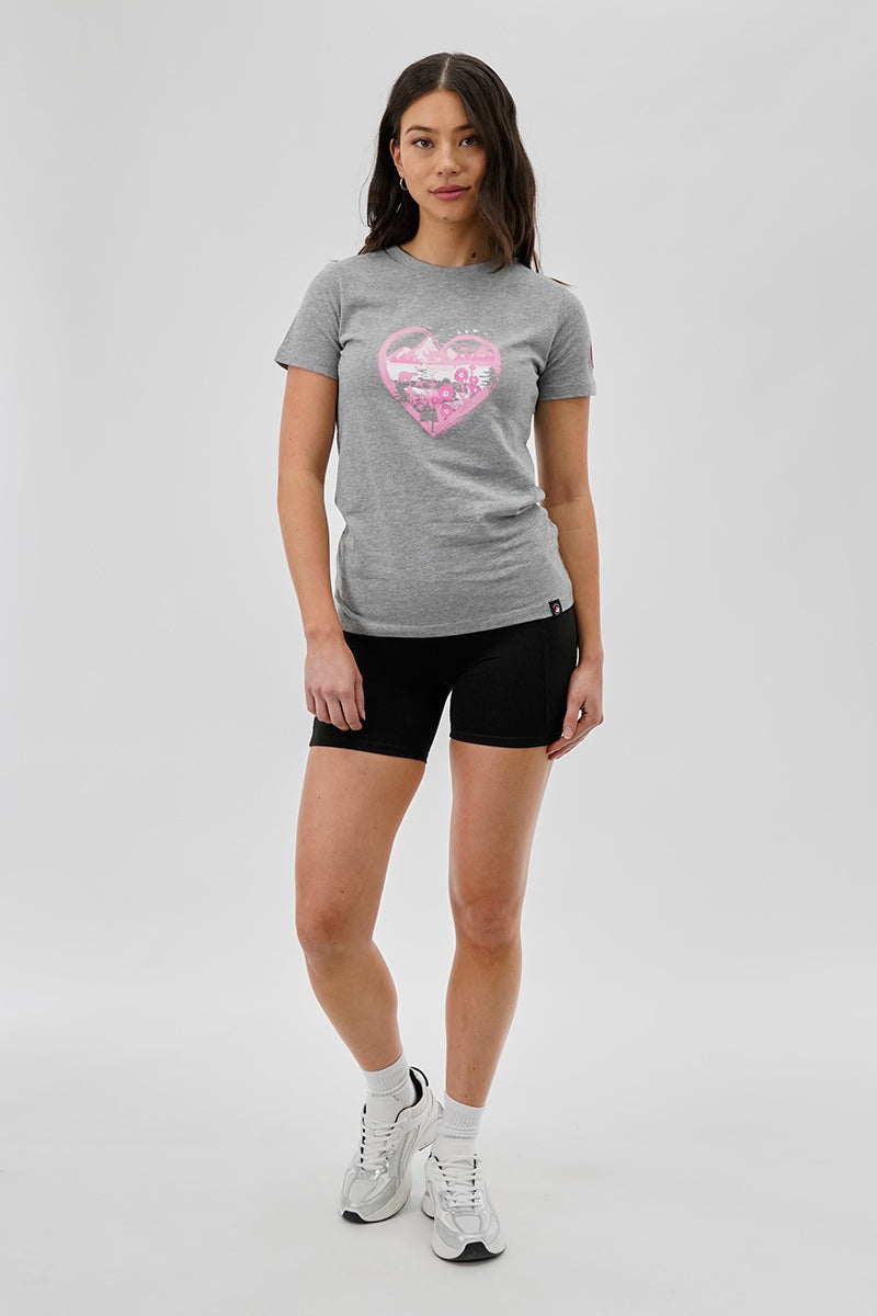 Canada Weather Gear Heart Mountain Print Tee - Grey - Womens Tees & Tank Tops - Fairweather