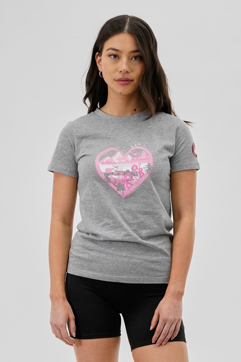 Canada Weather Gear Heart Mountain Print Tee - Grey - Womens Tees & Tank Tops - Fairweather