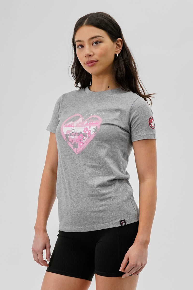 Canada Weather Gear Heart Mountain Print Tee - Grey - Womens Tees & Tank Tops - Fairweather