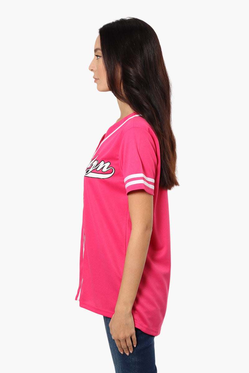 Mecca Brooklyn Printed Baseball Tee - Pink - Womens Tees & Tank Tops - Fairweather