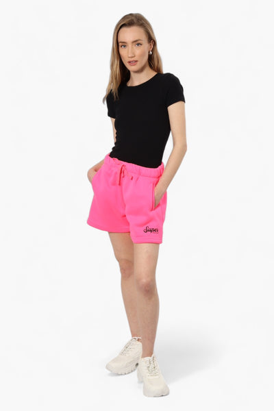 Super Triple Goose Solid Tie Waist Shorts - Pink - Womens Shorts & Capris - Fairweather