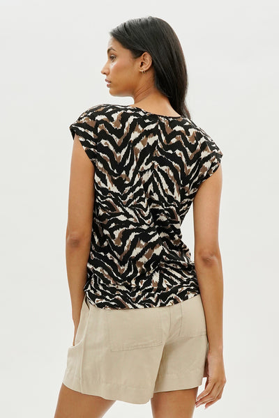 Beechers Brook Patterned Circle Neck Tee - Black - Womens Tees & Tank Tops - Fairweather
