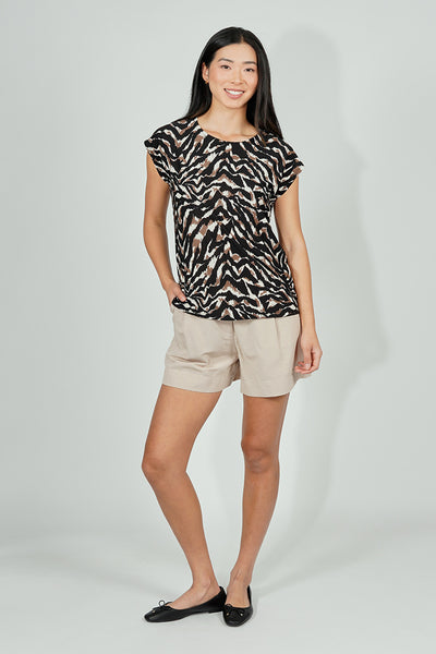 Beechers Brook Patterned Circle Neck Tee - Black - Womens Tees & Tank Tops - Fairweather
