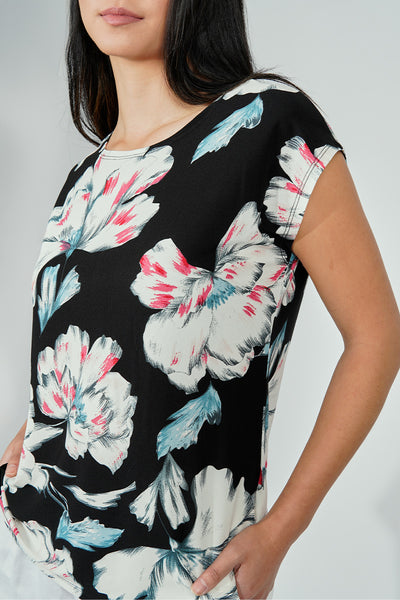 Beechers Brook Floral Circle Neck Tee - Black - Womens Tees & Tank Tops - Fairweather