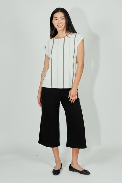 Beechers Brook Striped Circle Neck Tee - White - Womens Tees & Tank Tops - Fairweather