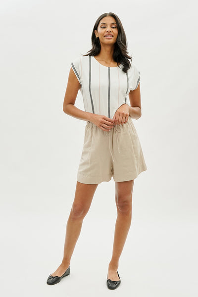 Beechers Brook Striped Circle Neck Tee - White - Womens Tees & Tank Tops - Fairweather