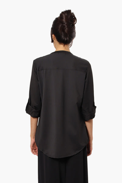 Beechers Brook Zip Pocket Roll Up Sleeve Shirt - Black - Womens Shirts & Blouses - Fairweather