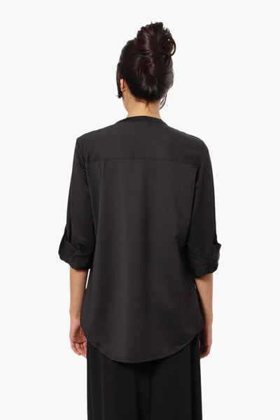 Beechers Brook Zip Pocket Roll Up Sleeve Shirt - Black - Womens Shirts & Blouses - Fairweather