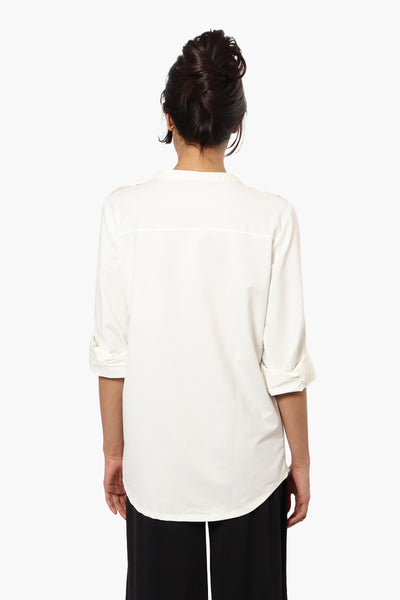 Beechers Brook Zip Pocket Roll Up Sleeve Shirt - White - Womens Shirts & Blouses - Fairweather