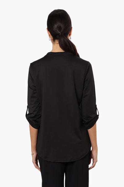 Beechers Brook Flap Pocket Roll Up Sleeve Shirt - Black - Womens Shirts & Blouses - Fairweather