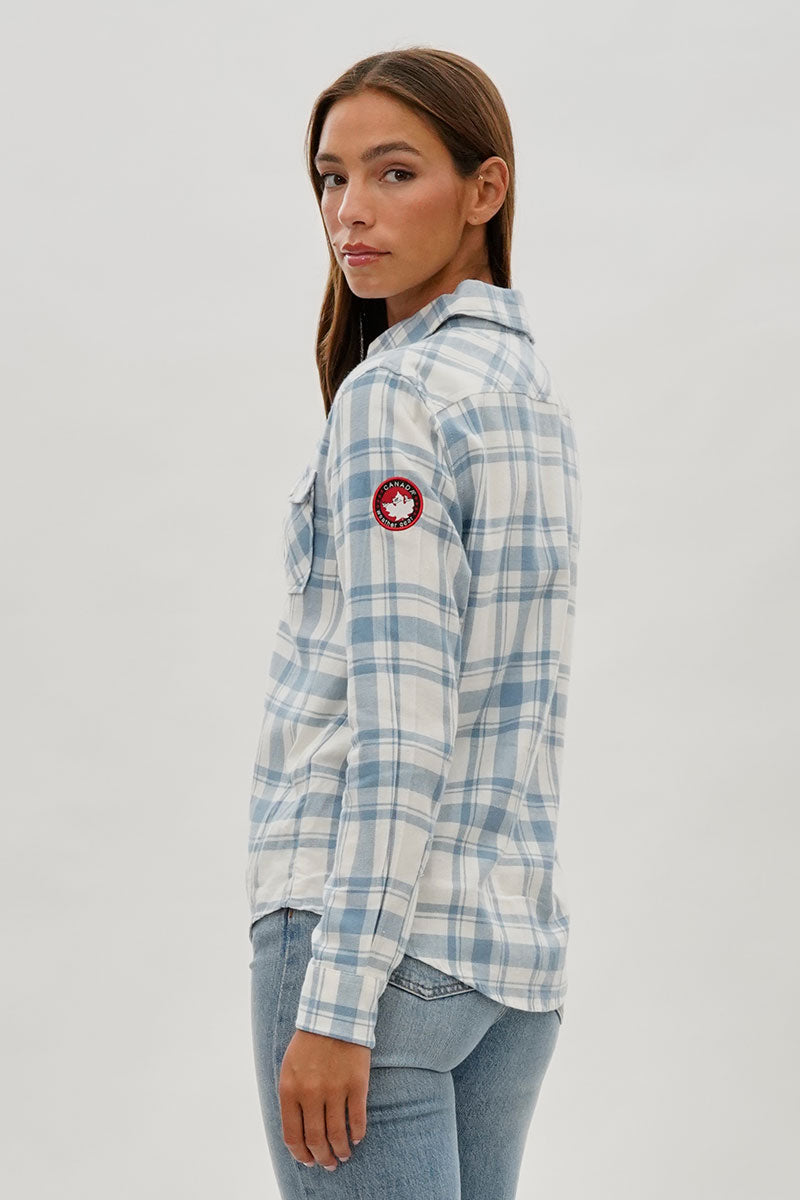 Canada Weather Gear Plaid Button Up Shirt - White - Womens Shirts & Blouses - Fairweather