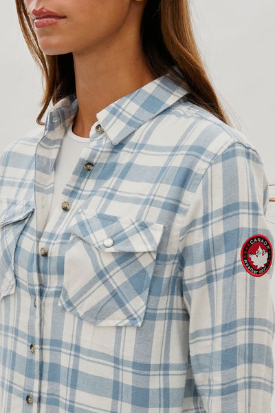 Canada Weather Gear Plaid Button Up Shirt - White - Womens Shirts & Blouses - Fairweather