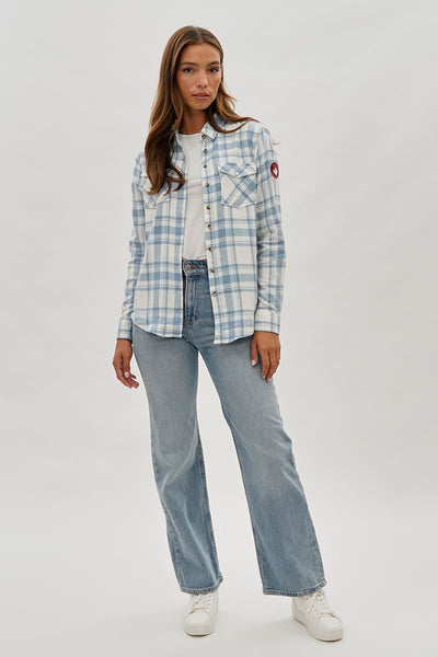 Canada Weather Gear Plaid Button Up Shirt - White - Womens Shirts & Blouses - Fairweather