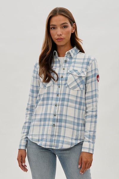 Canada Weather Gear Plaid Button Up Shirt - White - Womens Shirts & Blouses - Fairweather