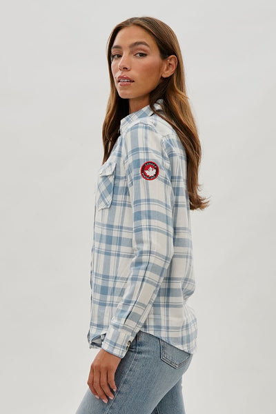 Canada Weather Gear Plaid Button Up Shirt - White - Womens Shirts & Blouses - Fairweather