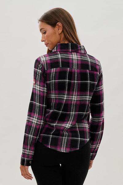 Canada Weather Gear Button Up Flannel Shirt - Black - Womens Shirts & Blouses - Fairweather