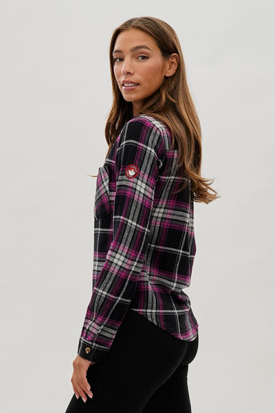 Canada Weather Gear Button Up Flannel Shirt - Black - Womens Shirts & Blouses - Fairweather