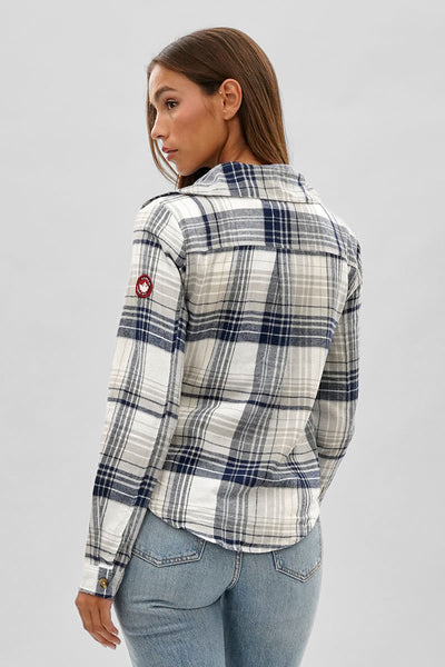 Canada Weather Gear Button Up Flannel Shirt - Grey - Womens Shirts & Blouses - Fairweather