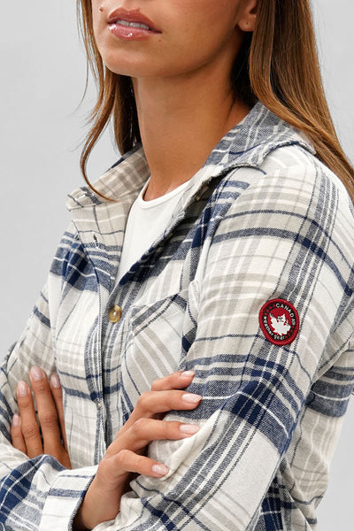 Canada Weather Gear Button Up Flannel Shirt - Grey - Womens Shirts & Blouses - Fairweather