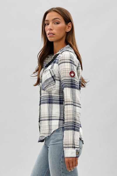 Canada Weather Gear Button Up Flannel Shirt - Grey - Womens Shirts & Blouses - Fairweather