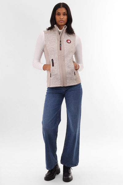 Canada Weather Gear Fleece Zip Up Vest - Cream
