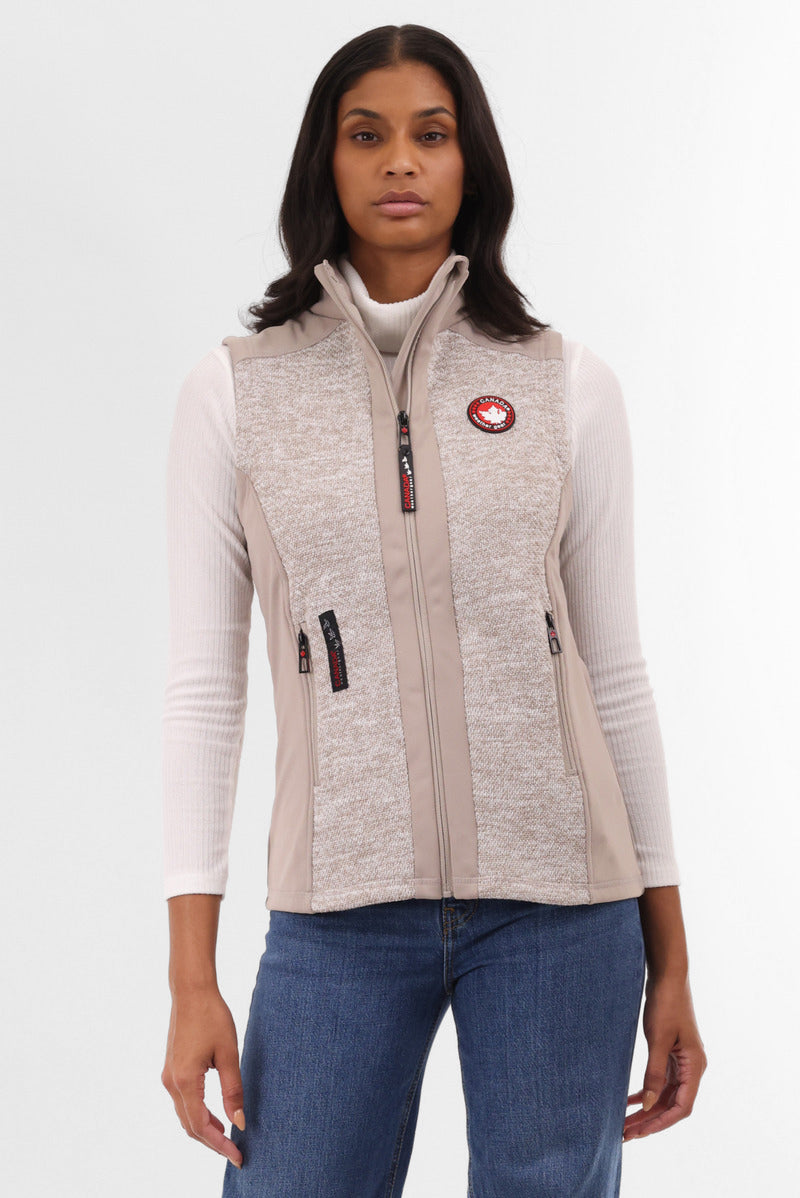 Canada Weather Gear Fleece Zip Up Vest - Cream