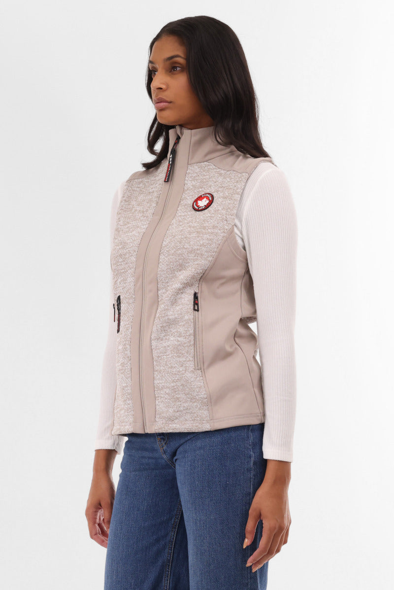 Canada Weather Gear Fleece Zip Up Vest - Cream