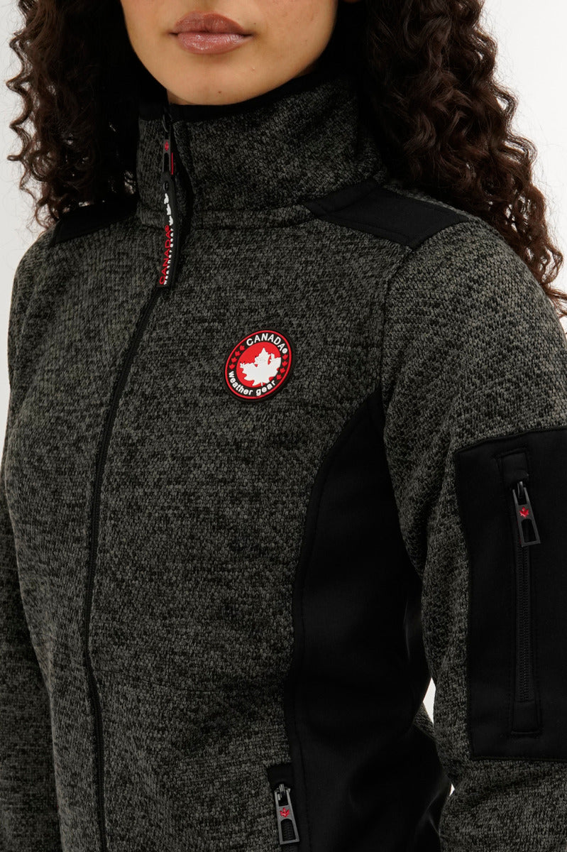 Canada Weather Gear Zip Up Sleeve Pocket Fleece Lightweight Jacket - Black - Womens Lightweight Jackets - Fairweather