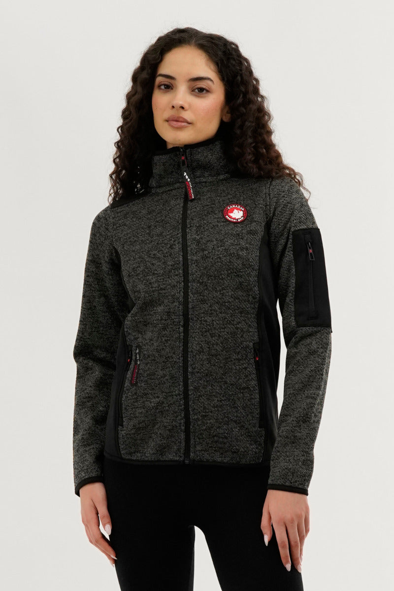 Canada Weather Gear Zip Up Sleeve Pocket Fleece Lightweight Jacket - Black - Womens Lightweight Jackets - Fairweather