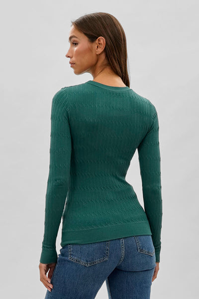 International INC Company Ribbed Crew Neck Long Sleeve Top - Green - Womens Long Sleeve Tops - Fairweather