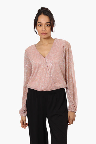 Limite Sheer Sleeve Lurex Blouse - Pink - Womens Shirts & Blouses - Fairweather