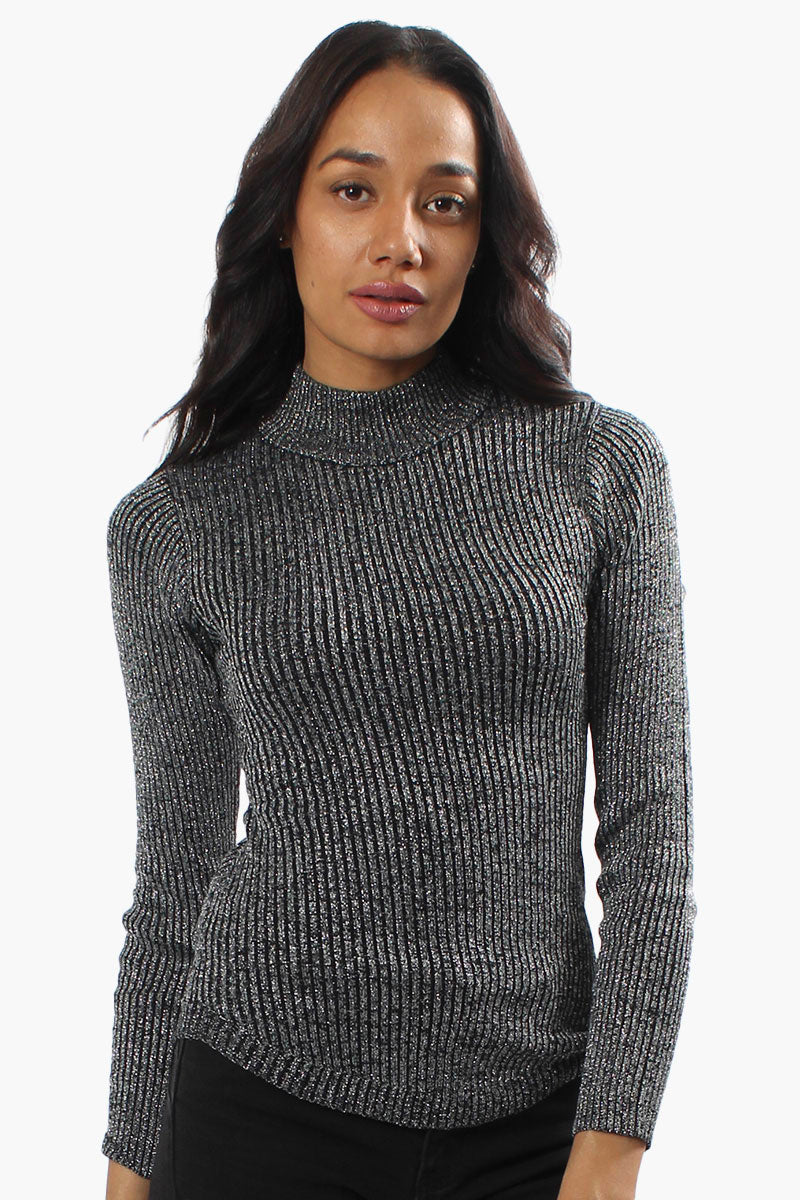 Limite Ribbed Mock Neck Pullover Sweater - Grey - Womens Pullover Sweaters - Fairweather
