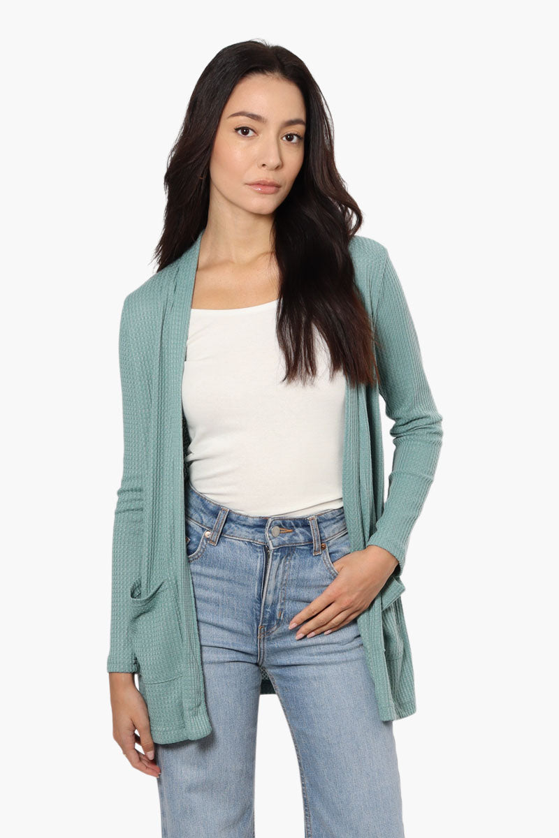 International INC Company Long Sleeve Open Wrap Cardigan - Teal - Womens Cardigans - Fairweather