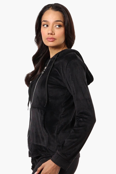 Mikk Hooded Velour Plush Pajama Top - Black - Womens Pajamas - Fairweather