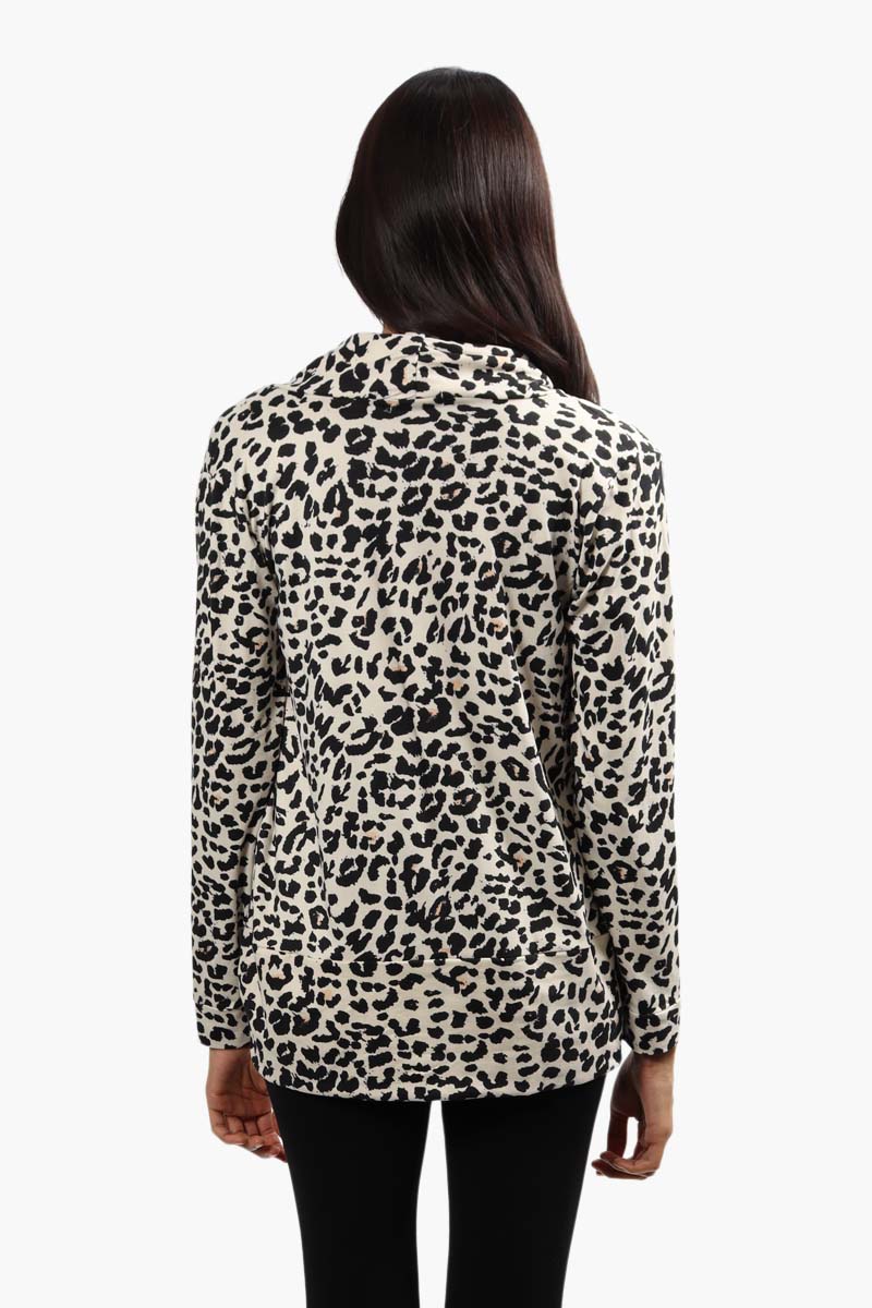 Majora Leopard Print Long Sleeve Cardigan - Beige - Womens Cardigans - Fairweather