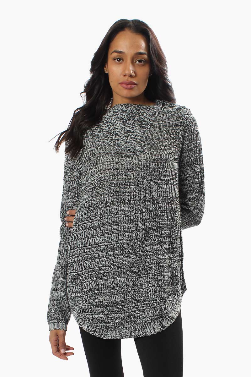 International INC Company Split Neck Knit Pullover Sweater - Grey - Womens Pullover Sweaters - Fairweather