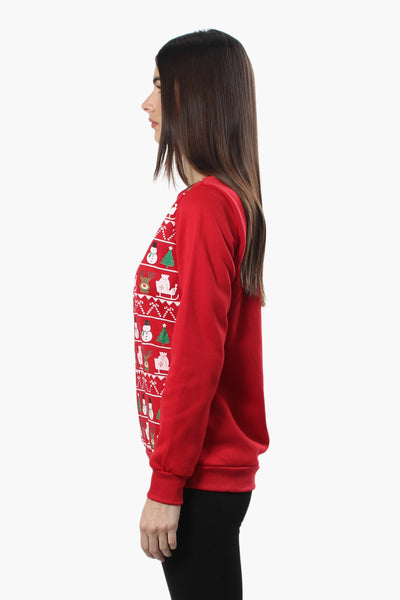 Ugly Christmas Sweater Festive Print Christmas Sweater - Red - Womens Christmas Sweaters - Fairweather