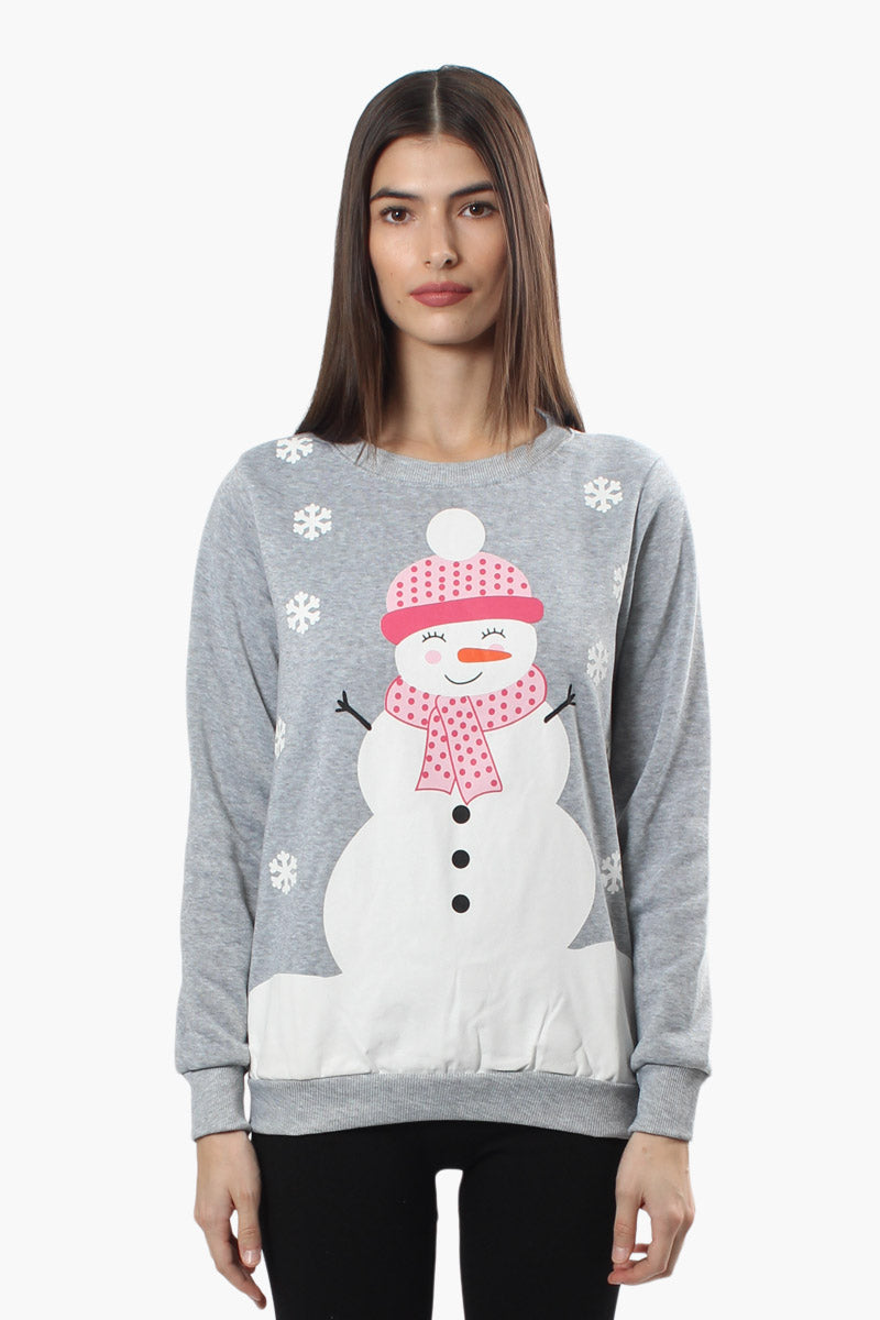 Ugly Christmas Sweater Snowman Print Christmas Sweater - Grey - Womens Christmas Sweaters - Fairweather