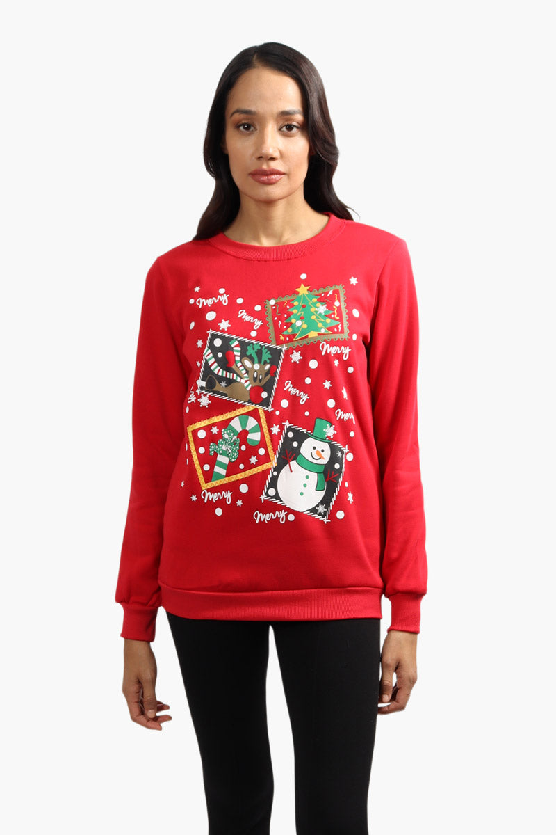 Ugly Christmas Sweater Festive Print Christmas Sweater - Red - Womens Christmas Sweaters - Fairweather